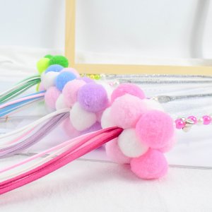 手工流蘇帶鈴鐺絨球仙女逗貓棒 貓玩具