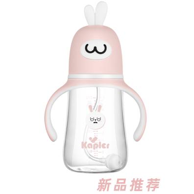 康喂兒趣萌兔玻璃 寬口奶瓶270ML 紅色