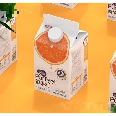 均瑤純實鮮果乳膳食纖維酸乳飲品流心甜橙味450ml