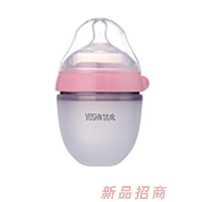優(yōu)吮廣口硅膠PP奶瓶150ML粉色