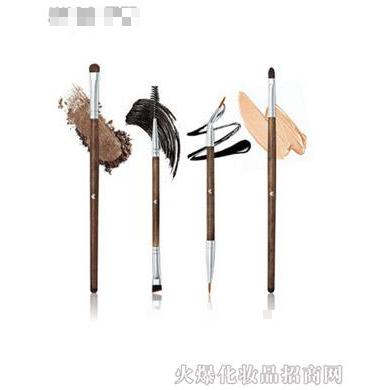 HUAMIANLI花面貍美妝高品質(zhì)實(shí)木柄動物毛4支化妝套刷