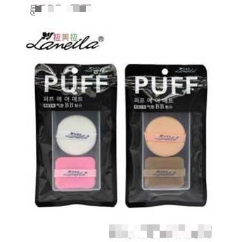 拉美拉親膚性氣墊BB組合圓形磨邊植絨干粉撲