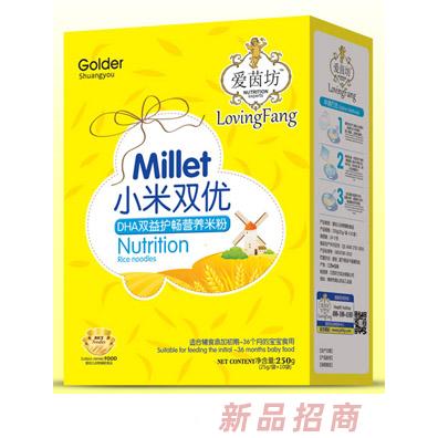 愛茵坊DHA雙益護(hù)暢果繽纖維核桃蓮子胡蘿卜蛋黃多維強(qiáng)化鐵鋅鈣五谷燕麥益暢小米雙優(yōu)米粉盒裝