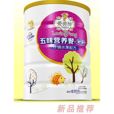 愛茵坊什錦水果燕麥鐵鋅雙益護(hù)暢五谷珍寶五味營養(yǎng)餐米粉鐵聽輔食代理
