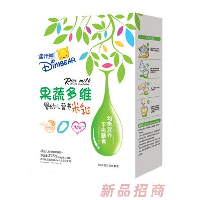 迪米熊嬰幼兒果蔬多維核桃蓮子鐵鋅鈣益生元多種口味米乳盒裝