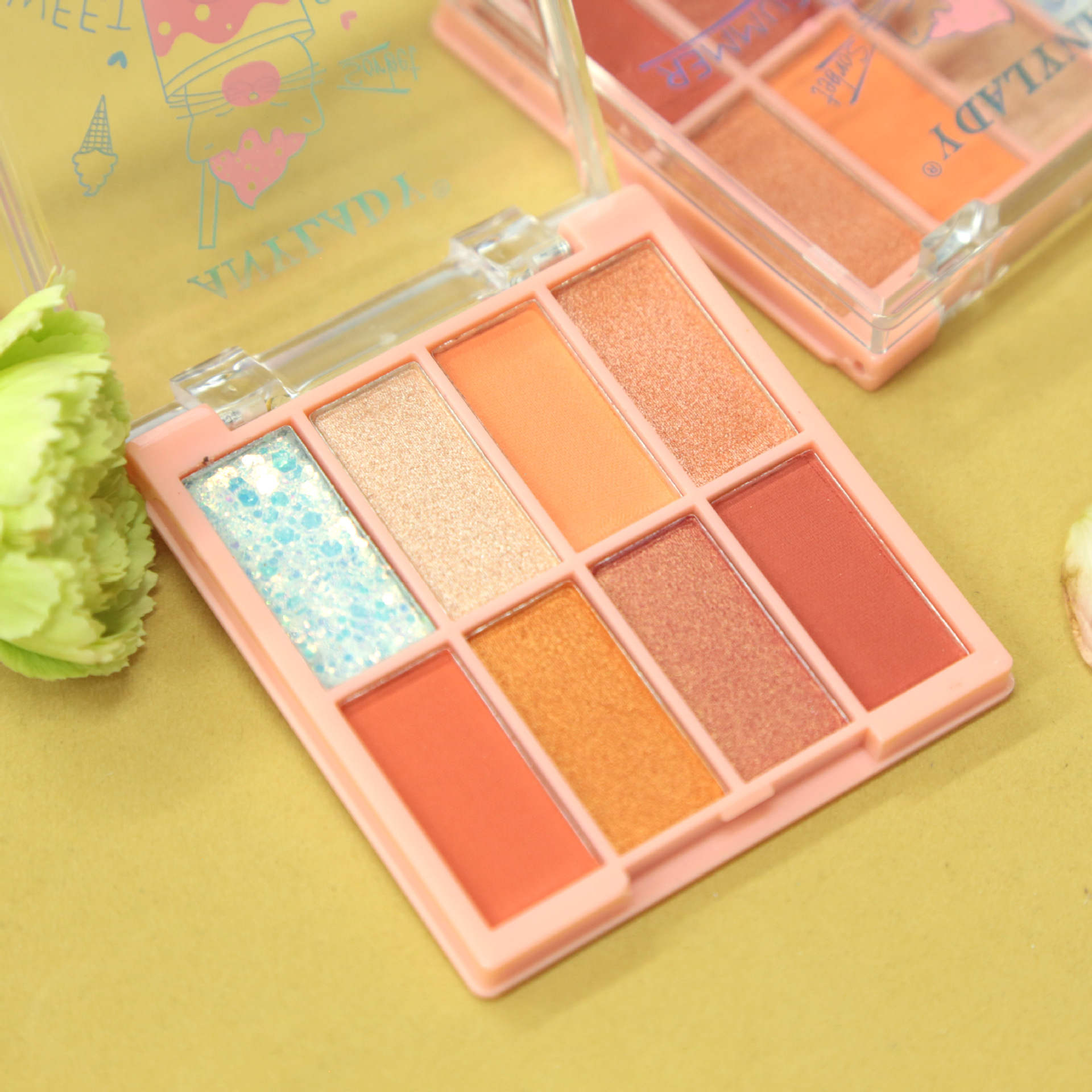 anylady八色啞光亮片彩妝批發(fā)大地色防水持久眼影盤閃粉少女化妝OEM代加工