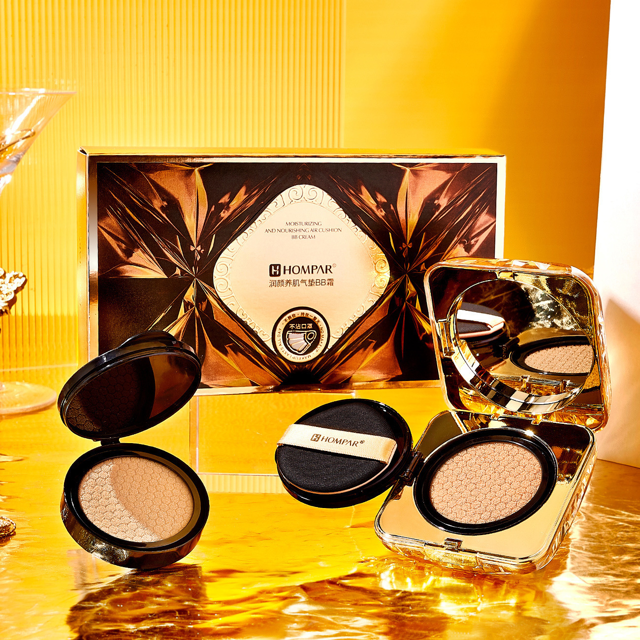 實力工廠韓貝兒潤顏養(yǎng)肌氣墊BB霜新款保濕遮瑕粉底替換裝直播代發(fā)OEM代加工