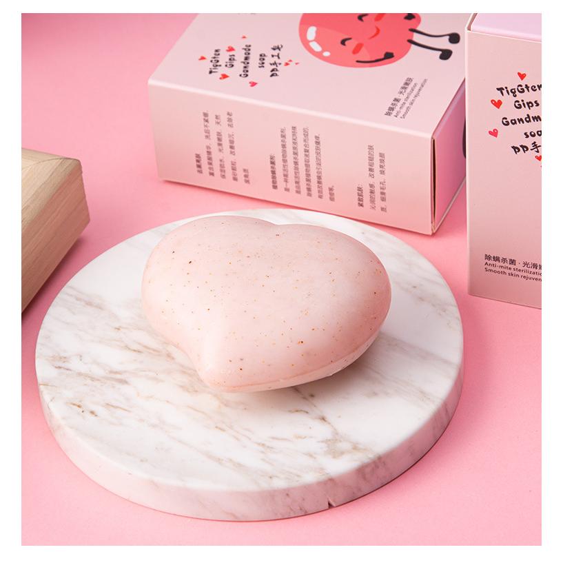 pp皂蜜桃粉嫩心型祛黑祛螨手工皂oem代加工