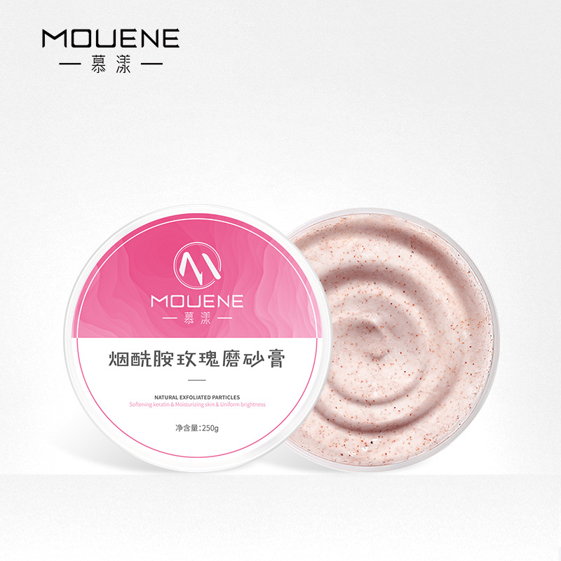 慕漾煙酰胺玫瑰磨砂膏250g角質(zhì)死皮溫和亮膚滋潤(rùn)保濕一件代發(fā)OEM代加工