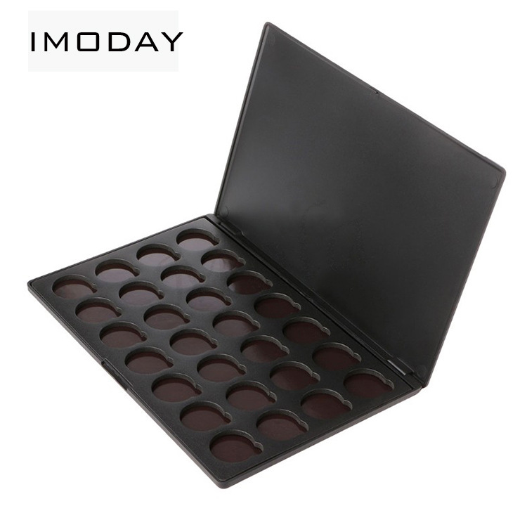 28色孔大盤帶磁鐵彩妝收納盤 12孔黑色塑膠殼眼影空磁鐵盒 26mmOEM代加工