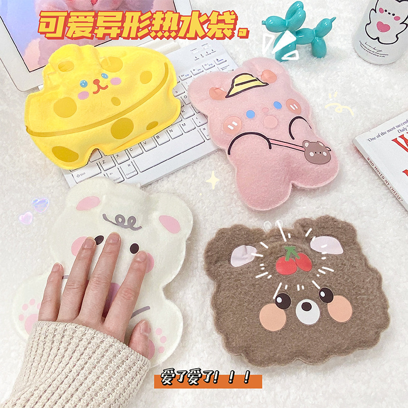 冬季新款羊羔絨異型熱水袋暖手寶注水卡通造型可愛便攜保溫暖手袋OEM代加工