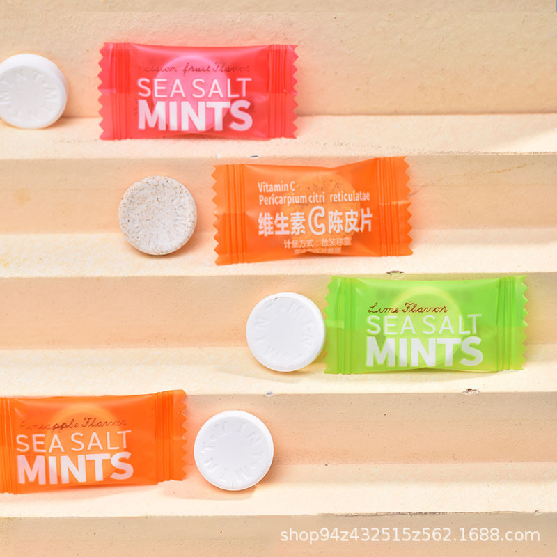 海鹽薄荷糖網(wǎng)紅糖果陳皮含片清新口氣強(qiáng)勁清涼糖潤(rùn)喉爽口OEM代加工
